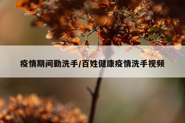 疫情期间勤洗手/百姓健康疫情洗手视频