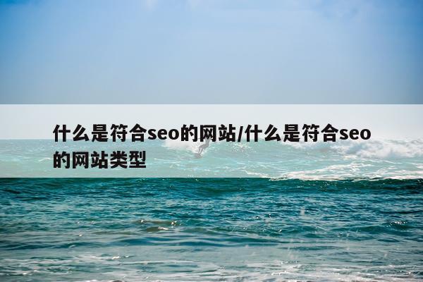 什么是符合seo的网站/什么是符合seo的网站类型