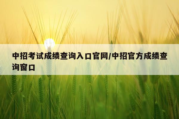 中招考试成绩查询入口官网/中招官方成绩查询窗口