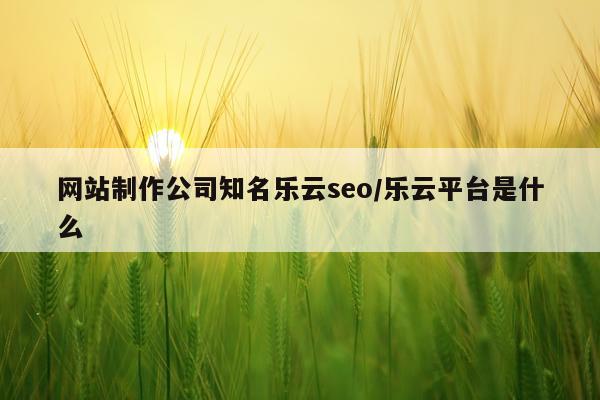 网站制作公司知名乐云seo/乐云平台是什么