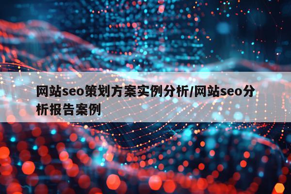 网站seo策划方案实例分析/网站seo分析报告案例