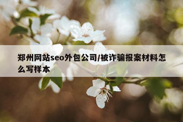 郑州网站seo外包公司/被诈骗报案材料怎么写样本