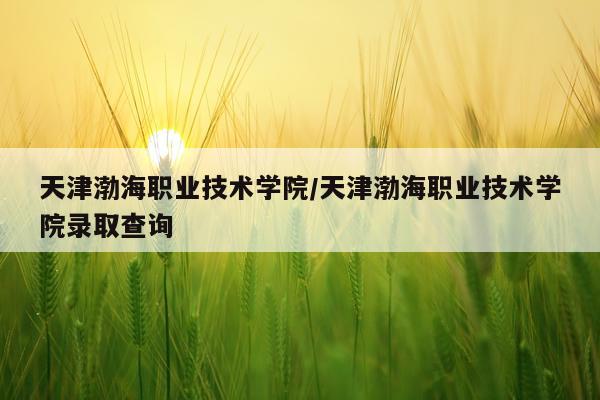 天津渤海职业技术学院/天津渤海职业技术学院录取查询