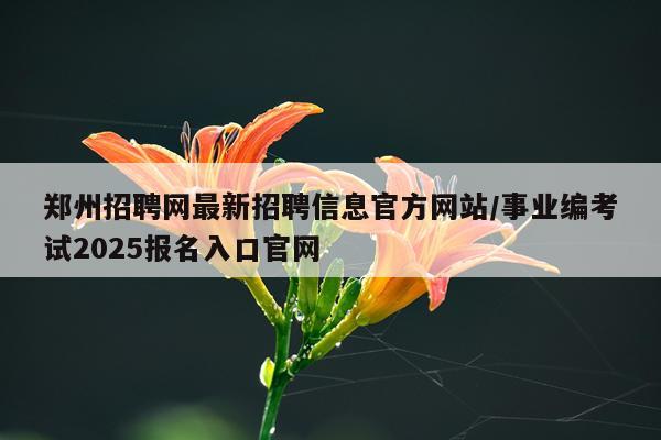 郑州招聘网最新招聘信息官方网站/事业编考试2025报名入口官网
