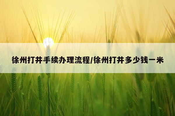 徐州打井手续办理流程/徐州打井多少钱一米