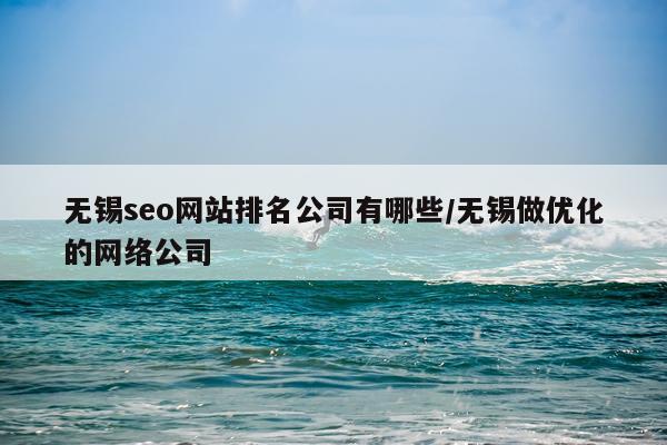 无锡seo网站排名公司有哪些/无锡做优化的网络公司
