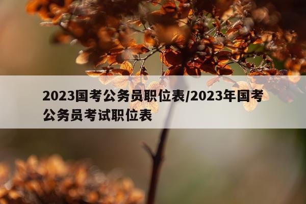2023国考公务员职位表/2023年国考公务员考试职位表