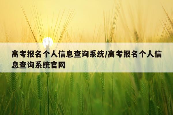 高考报名个人信息查询系统/高考报名个人信息查询系统官网