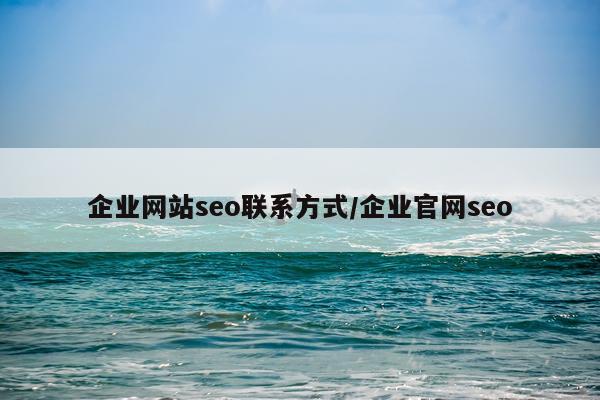企业网站seo联系方式/企业官网seo