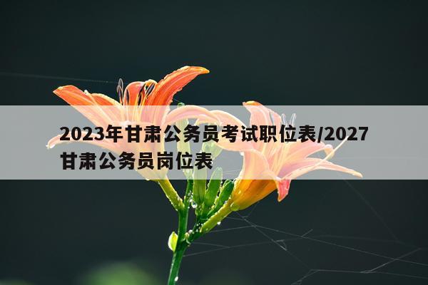 2023年甘肃公务员考试职位表/2027甘肃公务员岗位表