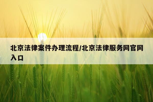 北京法律案件办理流程/北京法律服务网官网入口