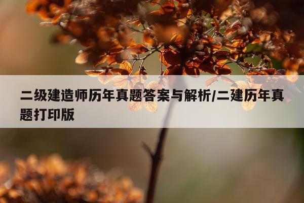 二级建造师历年真题答案与解析/二建历年真题打印版
