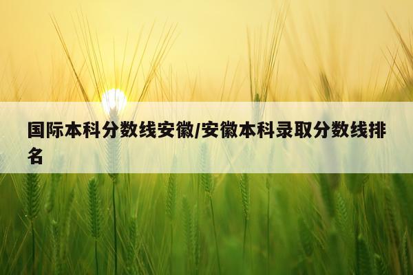 国际本科分数线安徽/安徽本科录取分数线排名