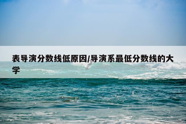 表导演分数线低原因/导演系最低分数线的大学