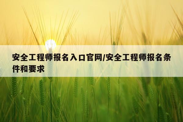 安全工程师报名入口官网/安全工程师报名条件和要求