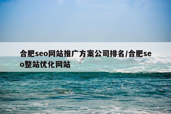 合肥seo网站推广方案公司排名/合肥seo整站优化网站