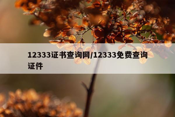 12333证书查询网/12333免费查询证件