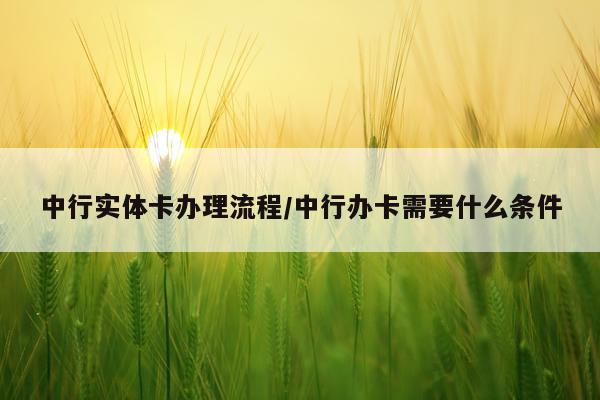 中行实体卡办理流程/中行办卡需要什么条件