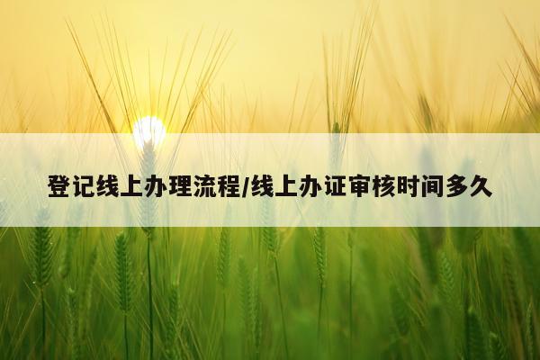 登记线上办理流程/线上办证审核时间多久