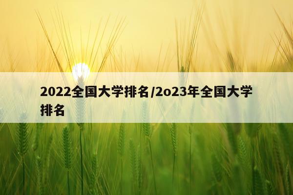 2022全国大学排名/2o23年全国大学排名