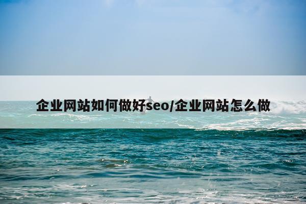 企业网站如何做好seo/企业网站怎么做