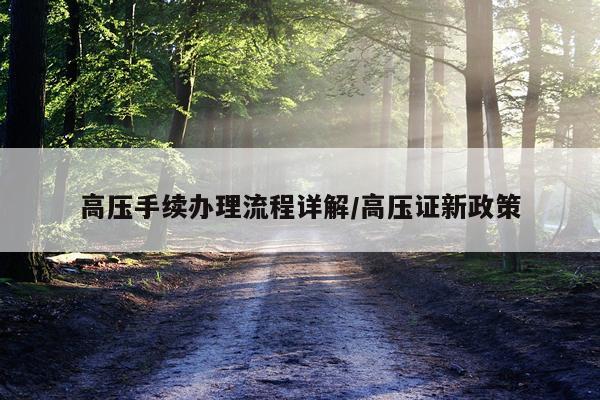 高压手续办理流程详解/高压证新政策