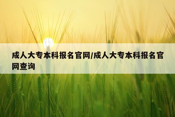 成人大专本科报名官网/成人大专本科报名官网查询