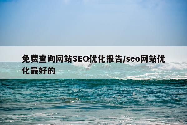 免费查询网站SEO优化报告/seo网站优化最好的