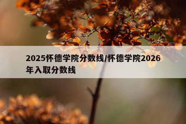 2025怀德学院分数线/怀德学院2026年入取分数线