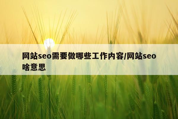 网站seo需要做哪些工作内容/网站seo啥意思