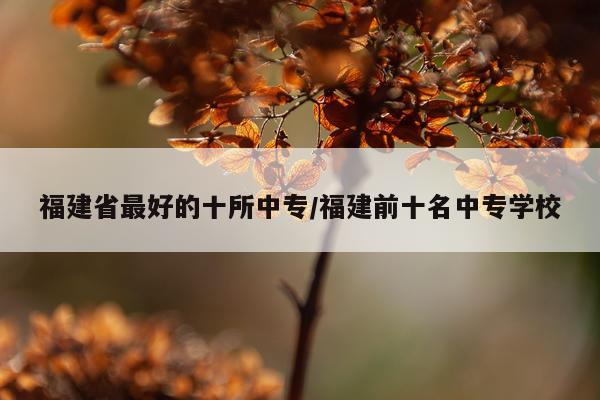 福建省最好的十所中专/福建前十名中专学校