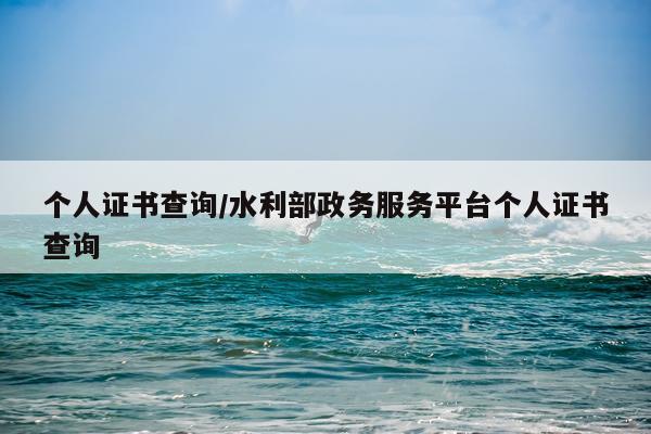 个人证书查询/水利部政务服务平台个人证书查询