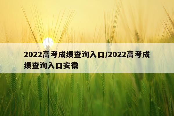 2022高考成绩查询入口/2022高考成绩查询入口安徽