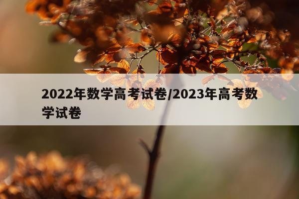 2022年数学高考试卷/2023年高考数学试卷