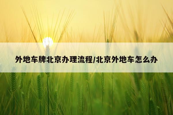 外地车牌北京办理流程/北京外地车怎么办