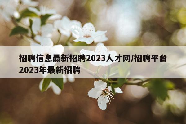 招聘信息最新招聘2023人才网/招聘平台2023年最新招聘