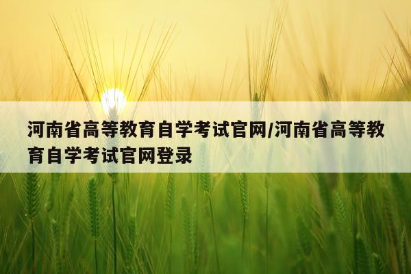 河南省高等教育自学考试官网/河南省高等教育自学考试官网登录