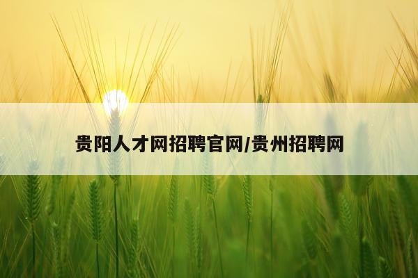 贵阳人才网招聘官网/贵州招聘网