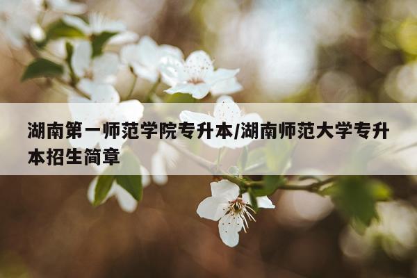 湖南第一师范学院专升本/湖南师范大学专升本招生简章