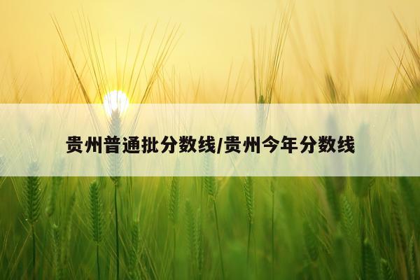 贵州普通批分数线/贵州今年分数线