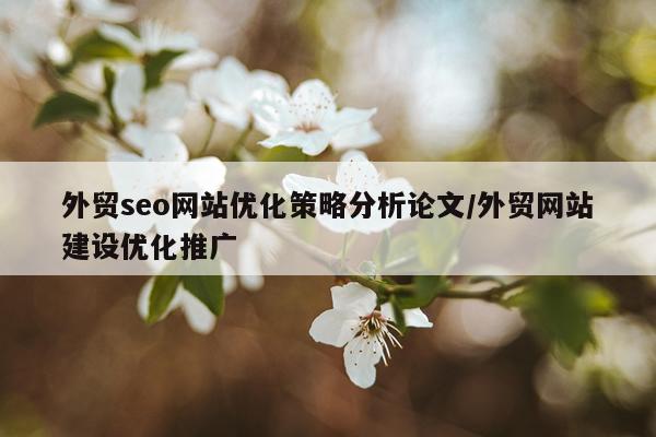 外贸seo网站优化策略分析论文/外贸网站建设优化推广