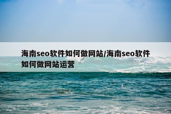 海南seo软件如何做网站/海南seo软件如何做网站运营