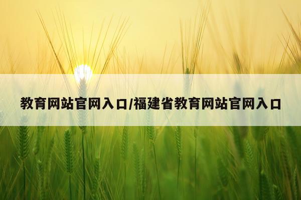 教育网站官网入口/福建省教育网站官网入口