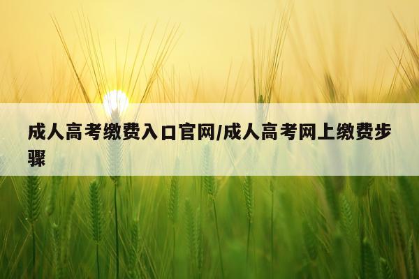 成人高考缴费入口官网/成人高考网上缴费步骤