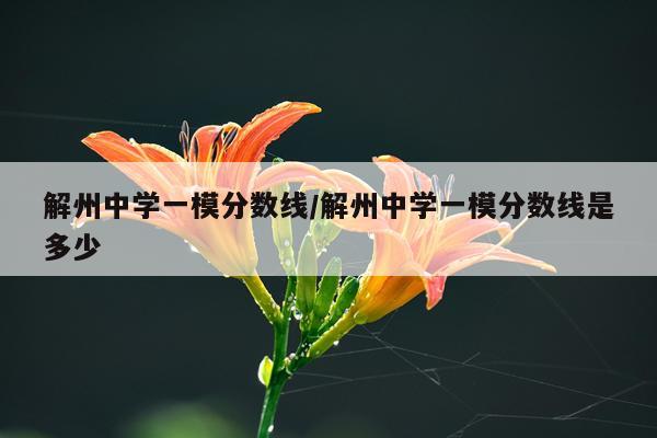 解州中学一模分数线/解州中学一模分数线是多少