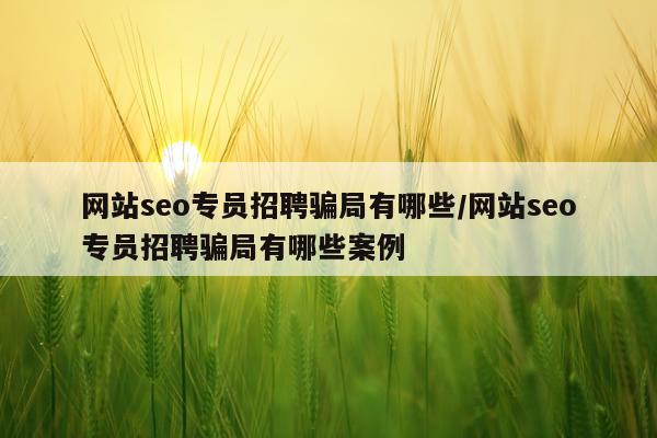 网站seo专员招聘骗局有哪些/网站seo专员招聘骗局有哪些案例