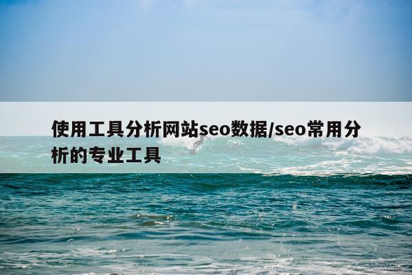 使用工具分析网站seo数据/seo常用分析的专业工具