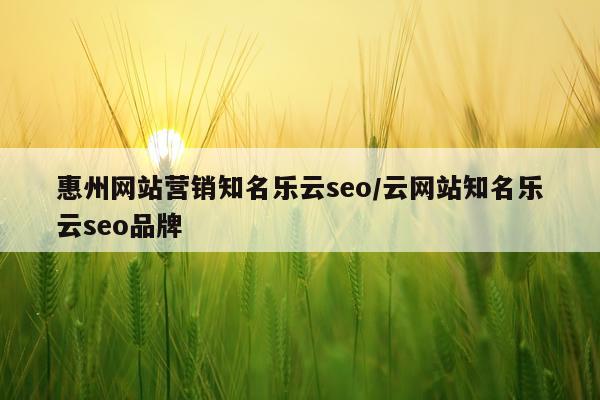 惠州网站营销知名乐云seo/云网站知名乐云seo品牌