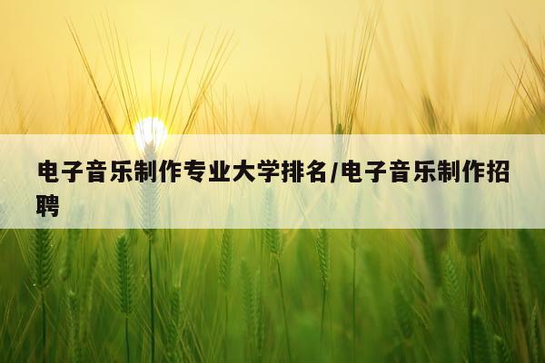 电子音乐制作专业大学排名/电子音乐制作招聘