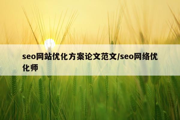 seo网站优化方案论文范文/seo网络优化师